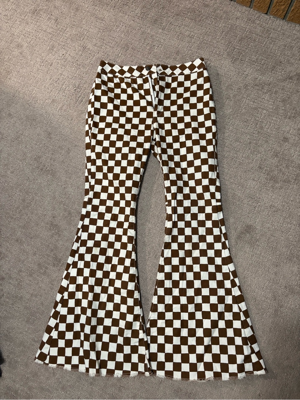 Forever 21 Brown & White Checkerboard Flared Kids Leggings